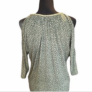 MICHAEL Michael KORS Floral Open Shoulder Blouse, Green, Small, Medium